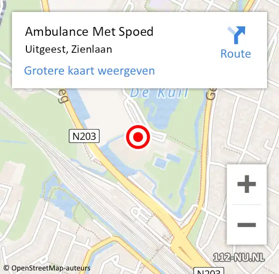 Locatie op kaart van de 112 melding: Ambulance Met Spoed Naar Uitgeest, Zienlaan op 20 juni 2021 17:02