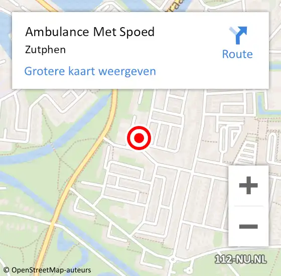 Locatie op kaart van de 112 melding: Ambulance Met Spoed Naar Zutphen op 20 juni 2021 17:02