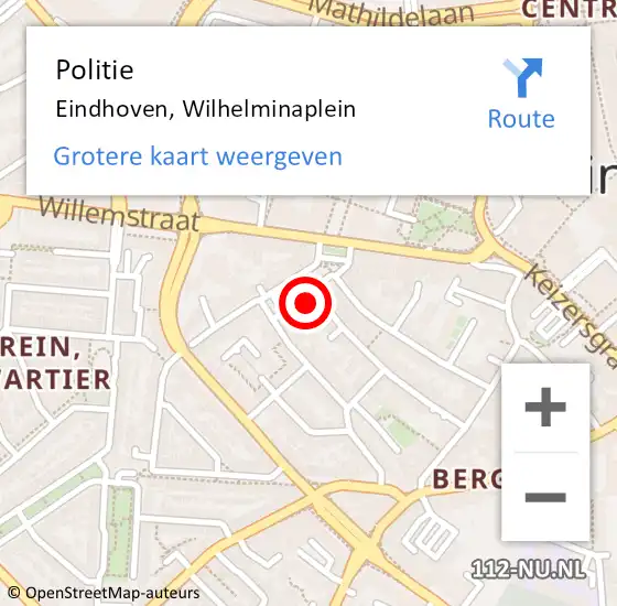 Locatie op kaart van de 112 melding: Politie Eindhoven, Wilhelminaplein op 20 juni 2021 17:02