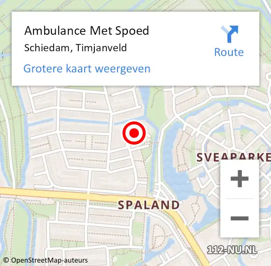 Locatie op kaart van de 112 melding: Ambulance Met Spoed Naar Schiedam, Timjanveld op 20 juni 2021 17:02