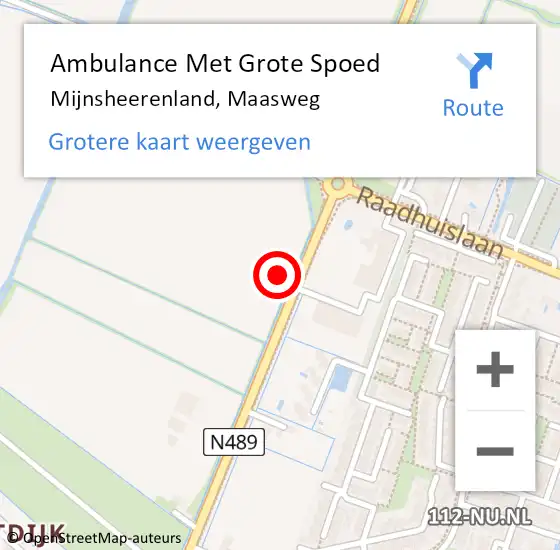 Locatie op kaart van de 112 melding: Ambulance Met Grote Spoed Naar Mijnsheerenland, Maasweg op 20 juni 2021 17:03