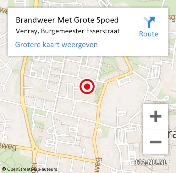 Locatie op kaart van de 112 melding: Brandweer Met Grote Spoed Naar Venray, Burgemeester Esserstraat op 20 juni 2021 17:04