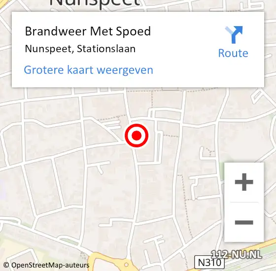 Locatie op kaart van de 112 melding: Brandweer Met Spoed Naar Nunspeet, Stationslaan op 20 juni 2021 17:06