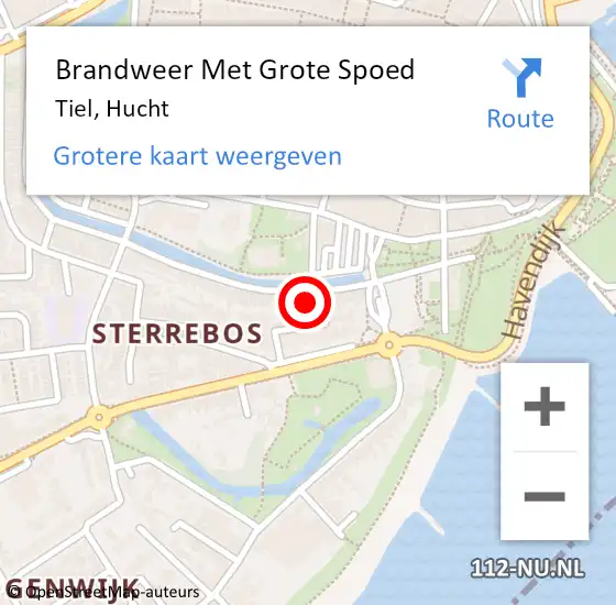 Locatie op kaart van de 112 melding: Brandweer Met Grote Spoed Naar Tiel, Hucht op 20 juni 2021 17:14