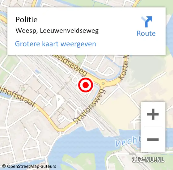 Locatie op kaart van de 112 melding: Politie Weesp, Leeuwenveldseweg op 20 juni 2021 17:18