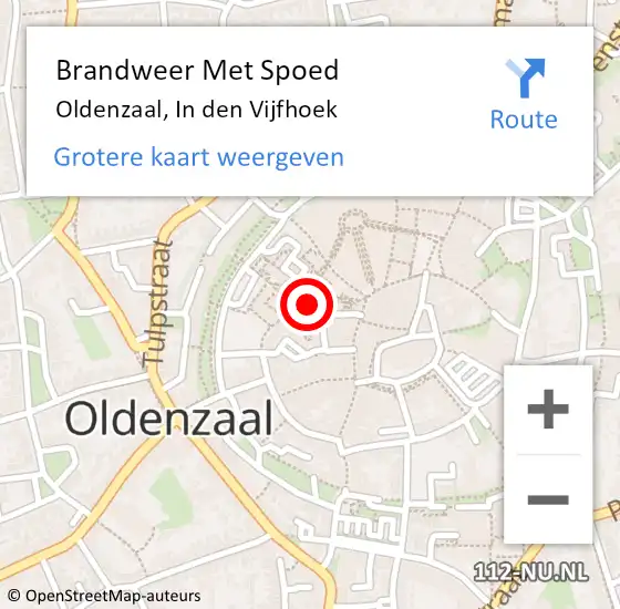 Locatie op kaart van de 112 melding: Brandweer Met Spoed Naar Oldenzaal, In den Vijfhoek op 20 juni 2021 17:20