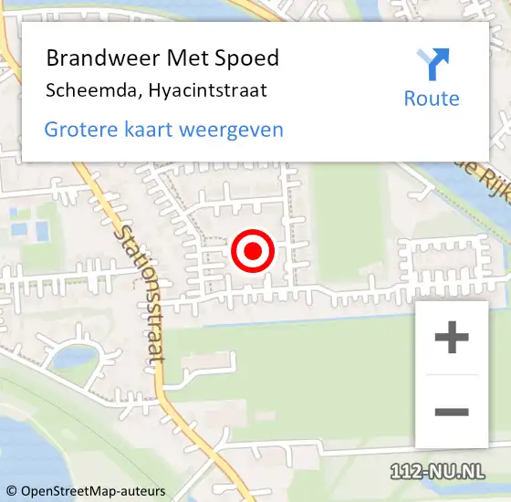 Locatie op kaart van de 112 melding: Brandweer Met Spoed Naar Scheemda, Hyacintstraat op 20 juni 2021 17:29