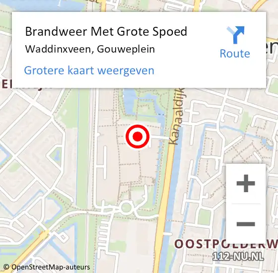 Locatie op kaart van de 112 melding: Brandweer Met Grote Spoed Naar Waddinxveen, Gouweplein op 20 juni 2021 17:42