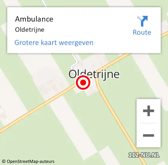 Locatie op kaart van de 112 melding: Ambulance Oldetrijne op 20 juni 2021 17:56