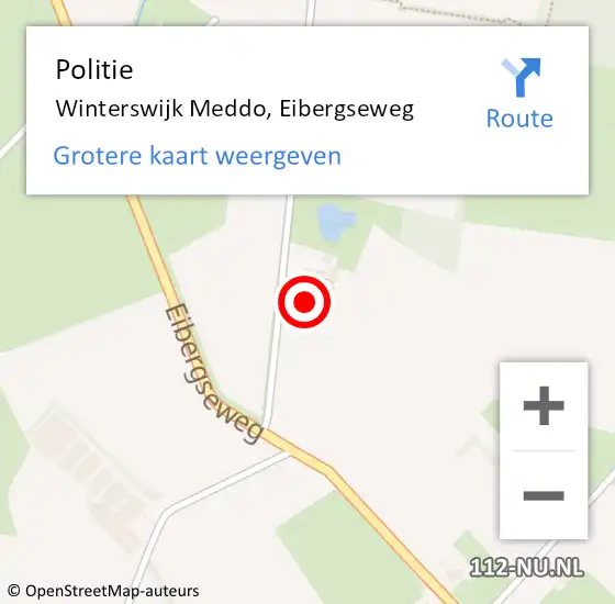 Locatie op kaart van de 112 melding: Politie Winterswijk Meddo, Eibergseweg op 20 juni 2021 18:16