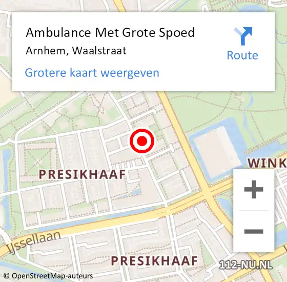 Locatie op kaart van de 112 melding: Ambulance Met Grote Spoed Naar Arnhem, Waalstraat op 20 juni 2021 18:32