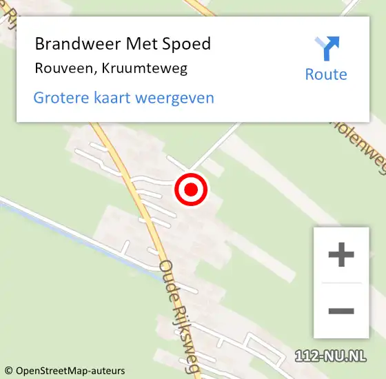 Locatie op kaart van de 112 melding: Brandweer Met Spoed Naar Rouveen, Kruumteweg op 20 juni 2021 18:38