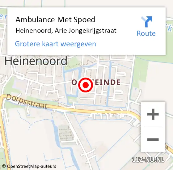 Locatie op kaart van de 112 melding: Ambulance Met Spoed Naar Heinenoord, Arie Jongekrijgstraat op 20 juni 2021 18:55