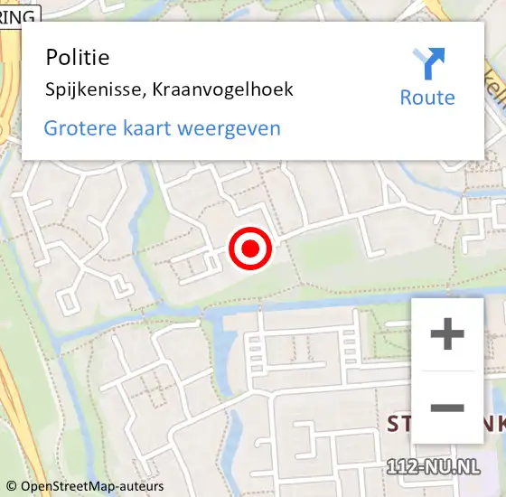 Locatie op kaart van de 112 melding: Politie Spijkenisse, Kraanvogelhoek op 20 juni 2021 19:01