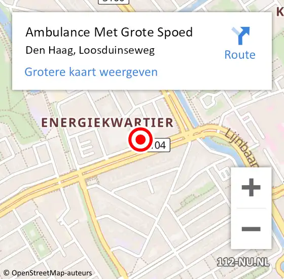Locatie op kaart van de 112 melding: Ambulance Met Grote Spoed Naar Den Haag, Loosduinseweg op 20 juni 2021 19:02
