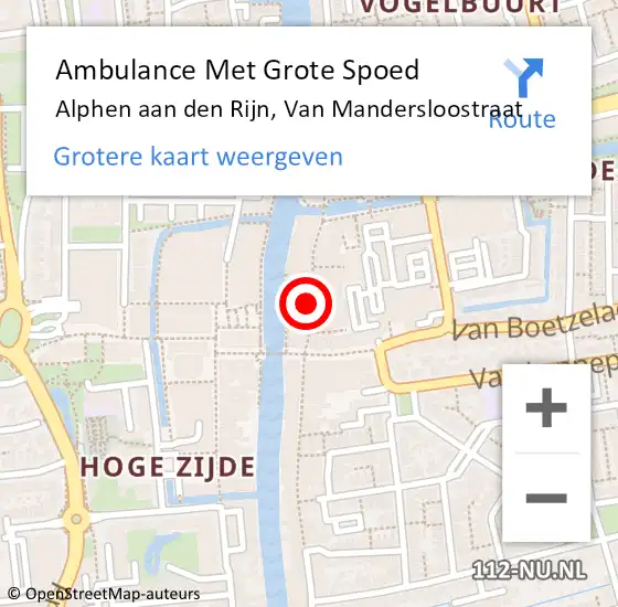 Locatie op kaart van de 112 melding: Ambulance Met Grote Spoed Naar Alphen aan den Rijn, Van Mandersloostraat op 20 juni 2021 19:07