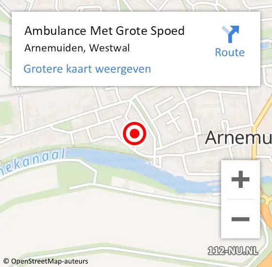 Locatie op kaart van de 112 melding: Ambulance Met Grote Spoed Naar Arnemuiden, Westwal op 20 juni 2021 19:18