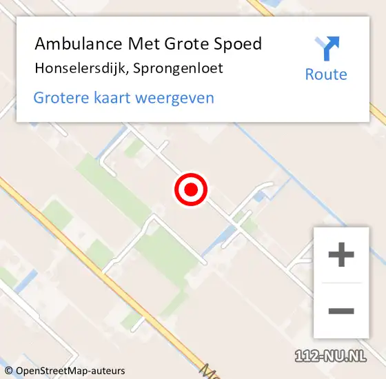 Locatie op kaart van de 112 melding: Ambulance Met Grote Spoed Naar Honselersdijk, Sprongenloet op 20 juni 2021 19:20