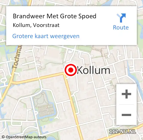 Locatie op kaart van de 112 melding: Brandweer Met Grote Spoed Naar Kollum, Voorstraat op 20 juni 2021 19:38