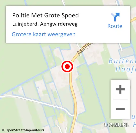 Locatie op kaart van de 112 melding: Politie Met Grote Spoed Naar Luinjeberd, Aengwirderweg op 20 juni 2021 20:03
