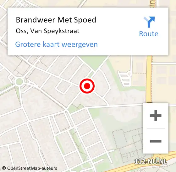 Locatie op kaart van de 112 melding: Brandweer Met Spoed Naar Oss, Van Speykstraat op 20 juni 2021 20:55