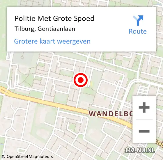Locatie op kaart van de 112 melding: Politie Met Grote Spoed Naar Tilburg, Gentiaanlaan op 20 juni 2021 20:56