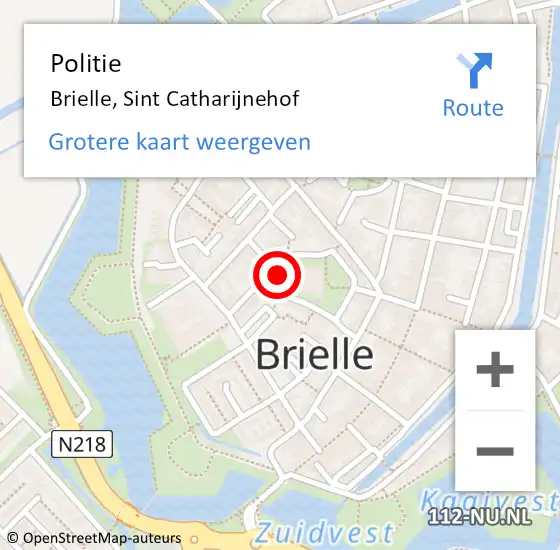 Locatie op kaart van de 112 melding: Politie Brielle, Sint Catharijnehof op 20 juni 2021 21:11