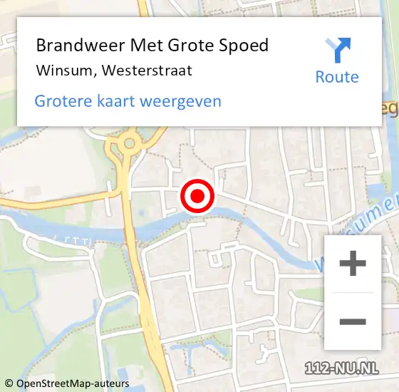 Locatie op kaart van de 112 melding: Brandweer Met Grote Spoed Naar Winsum, Westerstraat op 20 juni 2021 21:25