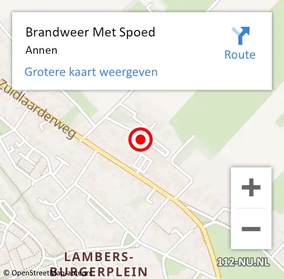 Locatie op kaart van de 112 melding: Brandweer Met Spoed Naar Annen op 20 juni 2021 21:26