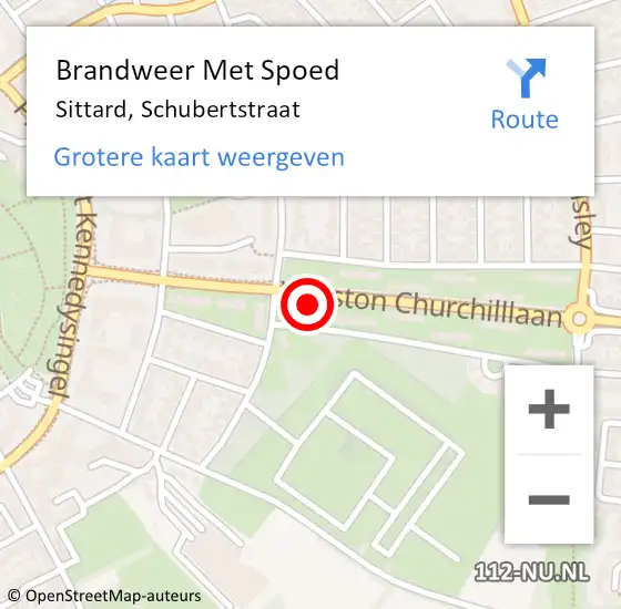 Locatie op kaart van de 112 melding: Brandweer Met Spoed Naar Sittard, Schubertstraat op 20 juni 2021 21:32