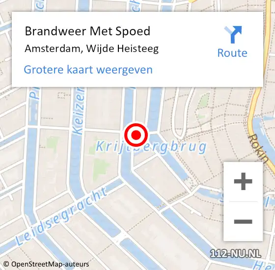 Locatie op kaart van de 112 melding: Brandweer Met Spoed Naar Amsterdam, Wijde Heisteeg op 20 juni 2021 21:56