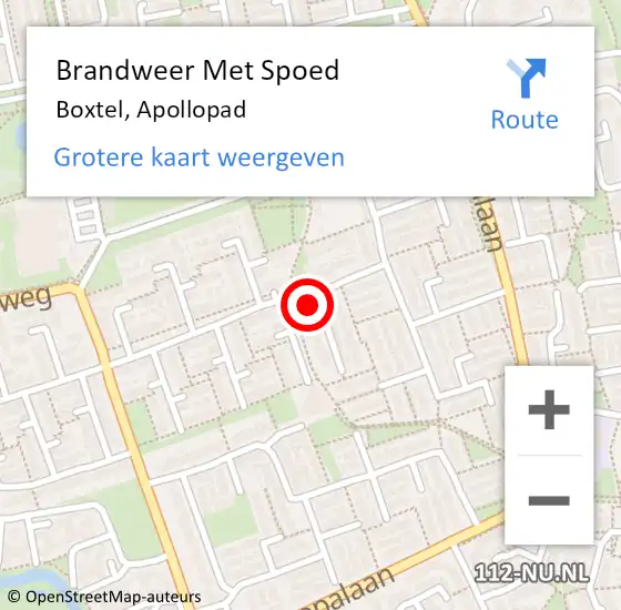 Locatie op kaart van de 112 melding: Brandweer Met Spoed Naar Boxtel, Apollopad op 20 juni 2021 22:04