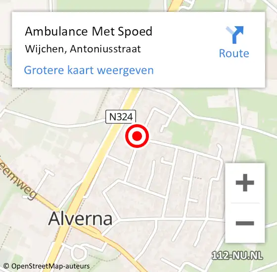 Locatie op kaart van de 112 melding: Ambulance Met Spoed Naar Wijchen, Antoniusstraat op 20 juni 2021 22:10