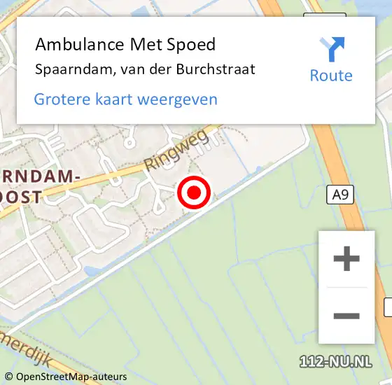 Locatie op kaart van de 112 melding: Ambulance Met Spoed Naar Spaarndam, van der Burchstraat op 20 juni 2021 22:13