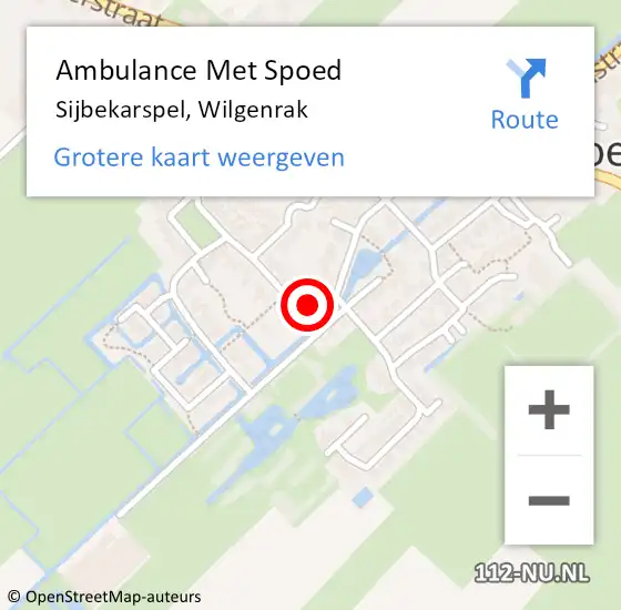 Locatie op kaart van de 112 melding: Ambulance Met Spoed Naar Sijbekarspel, Wilgenrak op 20 juni 2021 22:17