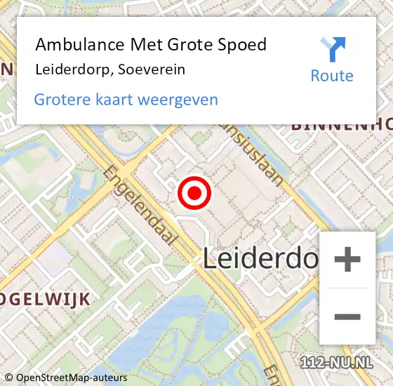 Locatie op kaart van de 112 melding: Ambulance Met Grote Spoed Naar Leiderdorp, Soeverein op 20 juni 2021 22:23