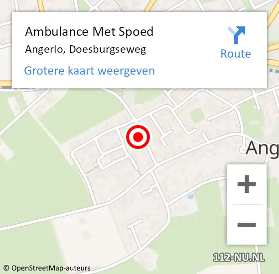 Locatie op kaart van de 112 melding: Ambulance Met Spoed Naar Angerlo, Doesburgseweg op 20 juni 2021 22:26