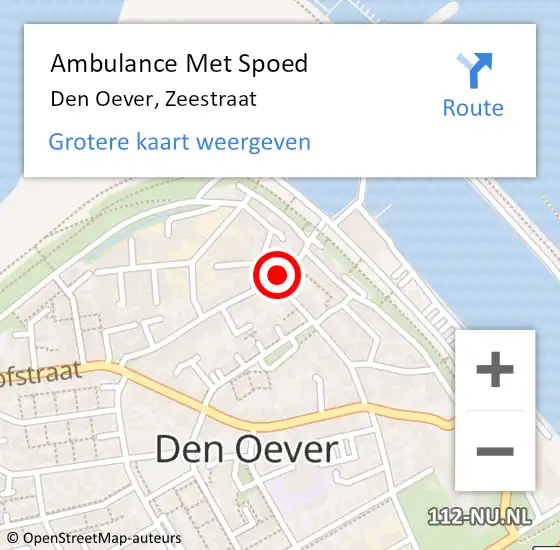 Locatie op kaart van de 112 melding: Ambulance Met Spoed Naar Den Oever, Zeestraat op 20 juni 2021 22:26