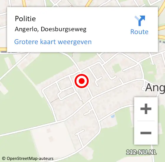 Locatie op kaart van de 112 melding: Politie Angerlo, Doesburgseweg op 20 juni 2021 22:27