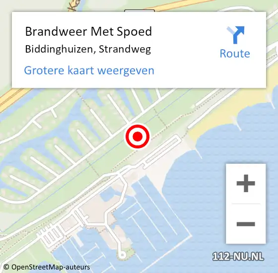 Locatie op kaart van de 112 melding: Brandweer Met Spoed Naar Biddinghuizen, Strandweg op 20 juni 2021 22:44