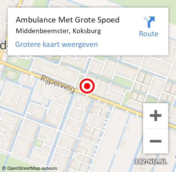 Locatie op kaart van de 112 melding: Ambulance Met Grote Spoed Naar Middenbeemster, Koksburg op 20 juni 2021 23:46