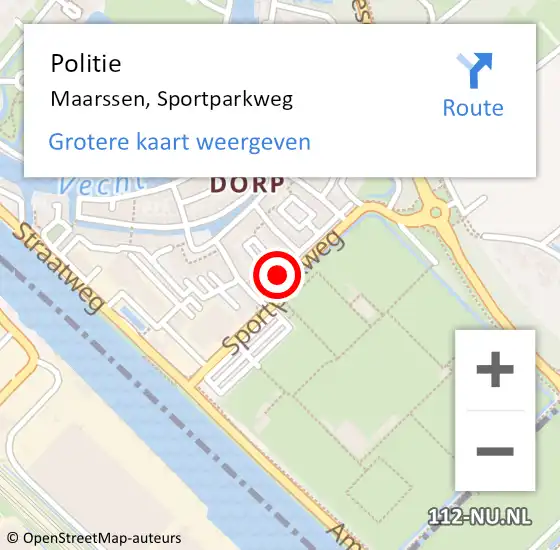 Locatie op kaart van de 112 melding: Politie Maarssen, Sportparkweg op 20 juni 2021 23:56