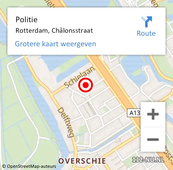 Locatie op kaart van de 112 melding: Politie Rotterdam, Châlonsstraat op 21 juni 2021 00:01