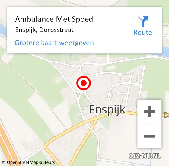 Locatie op kaart van de 112 melding: Ambulance Met Spoed Naar Enspijk, Dorpsstraat op 21 juni 2021 00:42