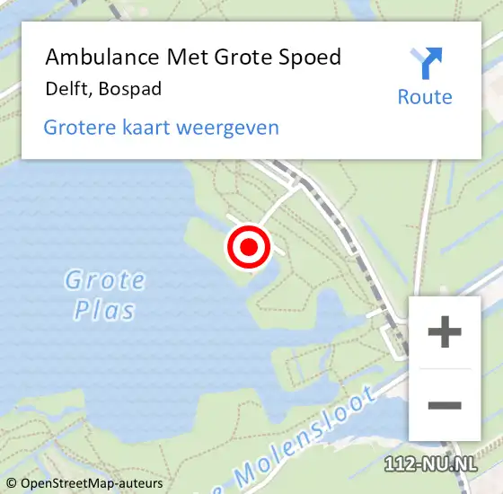 Locatie op kaart van de 112 melding: Ambulance Met Grote Spoed Naar Delft, Bospad op 21 juni 2021 01:08