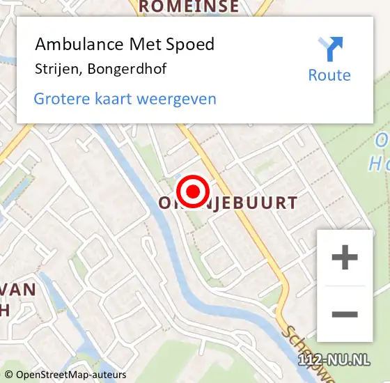 Locatie op kaart van de 112 melding: Ambulance Met Spoed Naar Strijen, Bongerdhof op 21 juni 2021 02:42