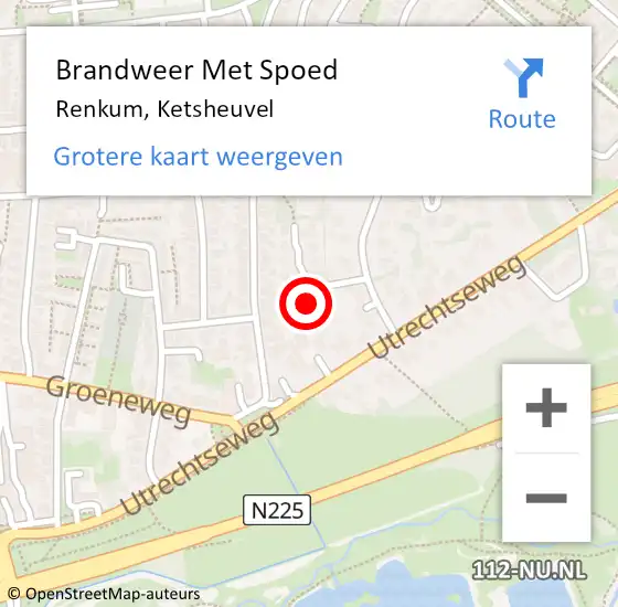 Locatie op kaart van de 112 melding: Brandweer Met Spoed Naar Renkum, Ketsheuvel op 21 juni 2021 03:54