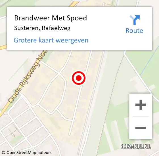 Locatie op kaart van de 112 melding: Brandweer Met Spoed Naar Susteren, Rafaëlweg op 21 juni 2021 04:21