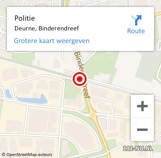 Locatie op kaart van de 112 melding: Politie Deurne, Binderendreef op 21 juni 2021 04:29