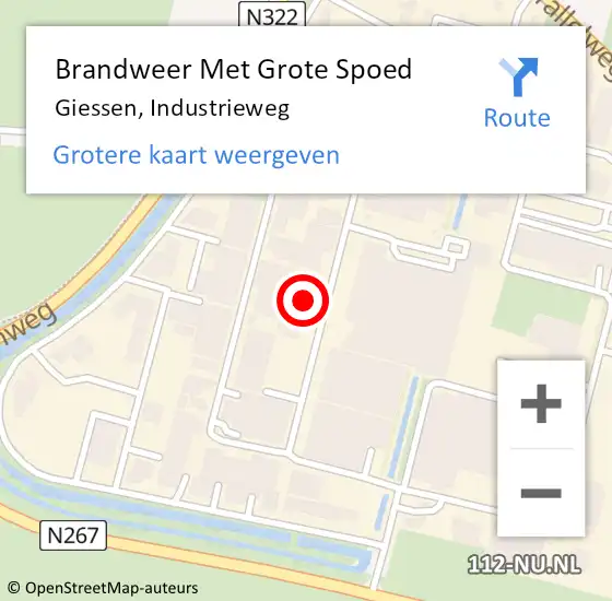 Locatie op kaart van de 112 melding: Brandweer Met Grote Spoed Naar Giessen, Industrieweg op 21 juni 2021 04:53